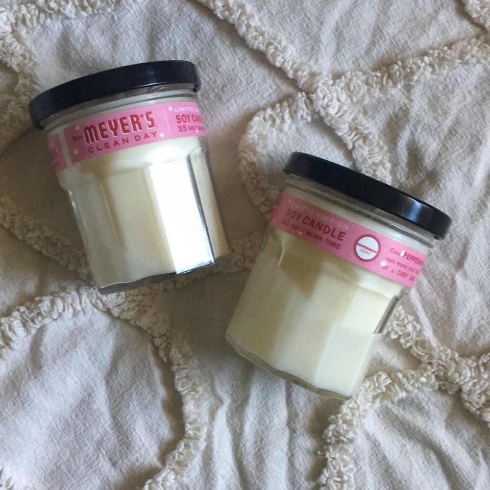 2 Mrs Meyers peppermint soy candle holiday limited